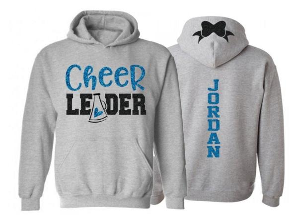 Glitter Cheer Leader Hoodie | Cheer Hoodie | Cheer Bling | Cheer Spirit Wear | Customize  Team & Colors | Youth or Adult