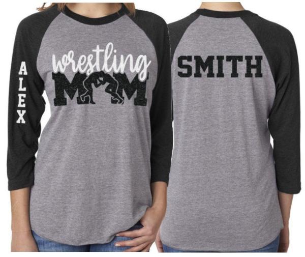 Glitter Wrestling Shirt | Wrestling shirts | Wrestling Mom Shirt | Wrestling Spirit wear | 3/4 Sleeve Raglan | Customize Colors