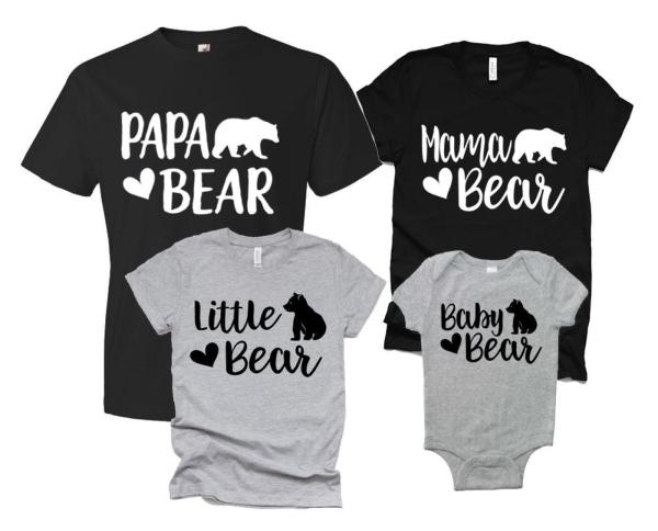 Matching Mama Bear, Papa Bear, Little Bear, and Baby Bear Shirts | Matching Family Shirts | Bella Canvas Tshirt