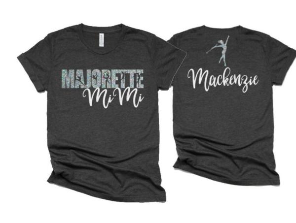 Glitter Majorette Mimi Tshirt Top | Majorette Grandma Shirts | Majorette Bling | Bella Canvas Short Sleeve Tshirt | Customize