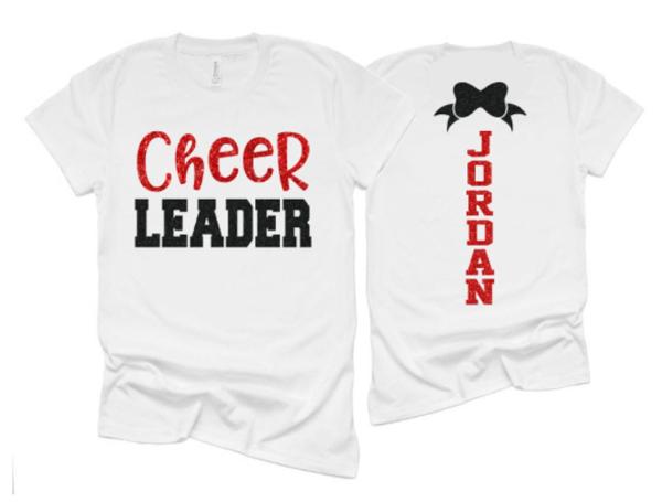 Glitter Cheer Leader Shirt |  Cheer Short Sleeve Shirt | Cheer Bling | Cheer Spirit Wear | Bella Canvas T-shirt | Youth or Adult