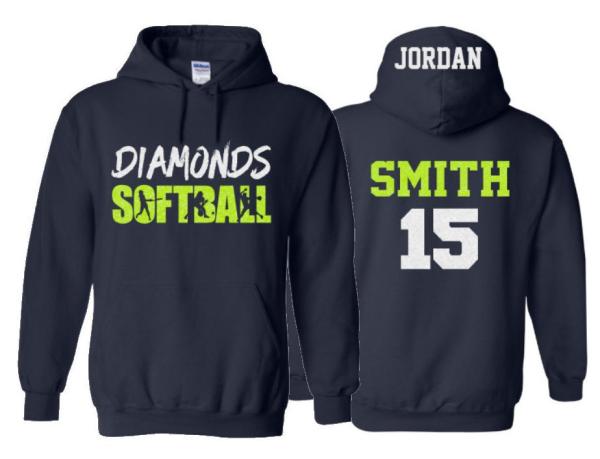 Glitter Softball Hoodies | Softball Shirts | Customize with your Team & Colors | Adult or Youth Sizes