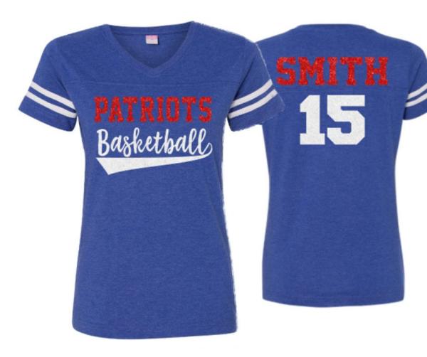 Glitter Basketball Mom Shirt | Basketball Shirts | Basketball Mom Shirts | V Neck Short Sleeve Shirt | Customize