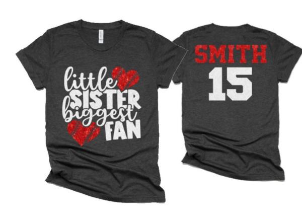 Glitter Baseball Shirts | Little Sister Biggest Fan Baseball Sister Shirt | That&#39;s My Bro! | Bella Canvas Tshirt | Youth or Adult