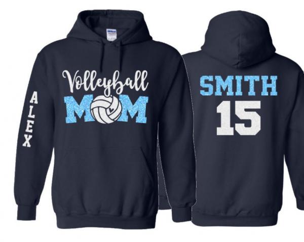 Glitter Volleyball Mom Hoodie | Volleyball Hoodie | Customize with your Team & Colors