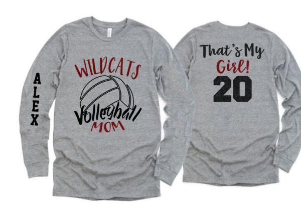 Glitter Volleyball Mom Shirt | That&#39;s My Girl | Long Sleeve Volleyball Shirts | Custom Volleyball Shirts | Customize Team & Colors