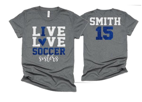 Glitter I Love Soccer Shirt | Live Love Soccer Shirt | Short Sleeve Tshirt | Bella Canvas Tshirt | Customize Colors | Youth or Adult