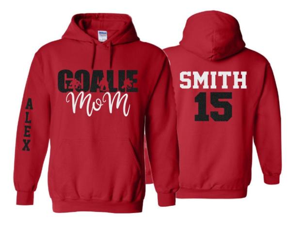 Glitter Goalie Hoodie | Hockey Goalie Mom | Hockey Hoodie | Hockey Bling | Hockey Spirit Wear | Customize  Colors