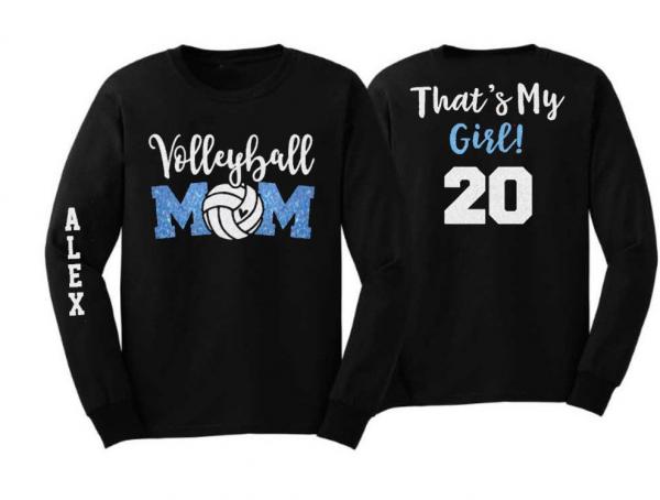 Glitter Volleyball Shirt | That&#39;s My Girl | Long Sleeve Volleyball Shirts | Custom Volleyball Shirts | Customize Team & Colors
