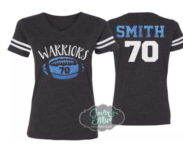 Glitter Football Mom Shirt | Football Shirt |  Football Mom Shirts  | V Neck Short Sleeve Shirt | Football Bling | Customize Football Shirt
