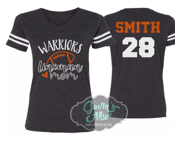 Glitter Lineman Mom Shirt | Football Shirt |  Football Mom Shirts  | V Neck Short Sleeve Shirt | Football Bling | Customize Football Shirt