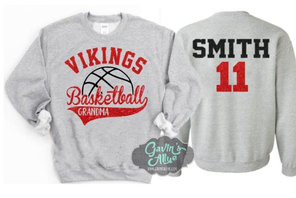 Glitter Basketball Grandma Crewneck Sweatshirt |  Basketball Spirit Wear | Custom Basketball | Crewneck Sweatshirt | Basketball Spirit Wear