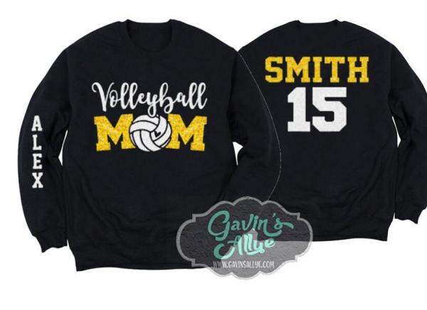 Glitter Volleyball Crewneck Sweatshirt | Volleyball Shirts | Volleyball Mom Sweatshirt | Customize Team & Colors