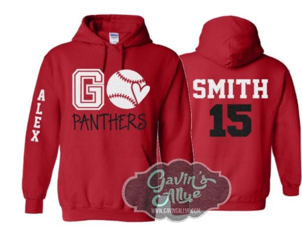 Glitter Baseball Hoodie | Customize with your Team & Colors | Adult or Youth Sizes