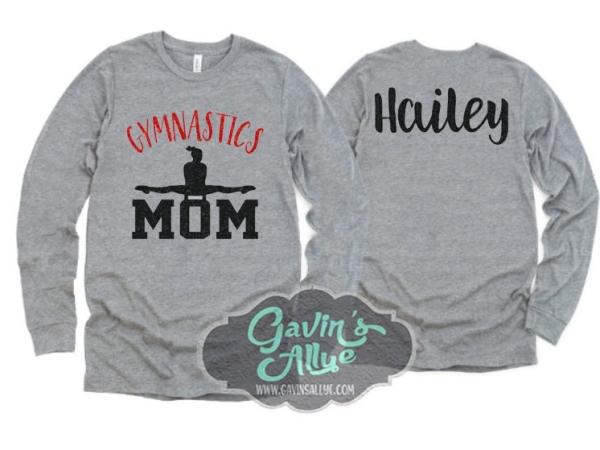Glitter Gymnastics Heartbeat Mom Shirt | Gymnastics Shirt| Long Sleeve  | Customize with your Colors