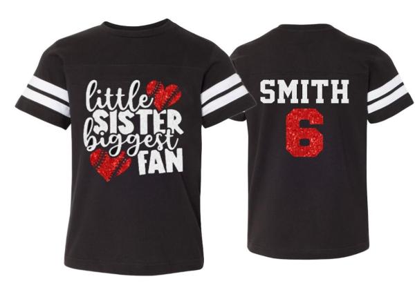 Glitter Baseball Shirt | Baseball Sister Shirt | Little Sister Biggest Fan | Fine Jersey Tee Tshirt | Sister Shirt | Youth or Adult